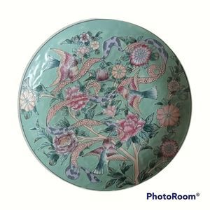 Vintage Decorative Porcelain Plate with Birds & Flowers Made in China